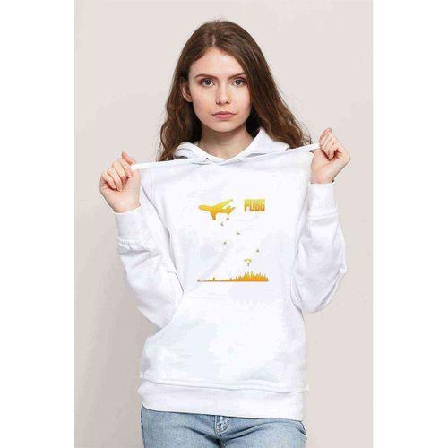 Pubg 98 Alive Baskılı Beyaz Kadın Kapşonlu Sweatshirt