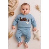 Hello Nakışlı % 100 Pamuk 2'li Erkek Bebek Takım