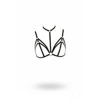 Siyah Göğüs Harness Boyunluklu Halkalı Çapraz Bant Detayı - Brf103