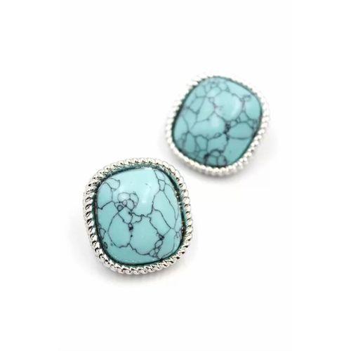 Turkauz Taşlı Küpe - Gümüş