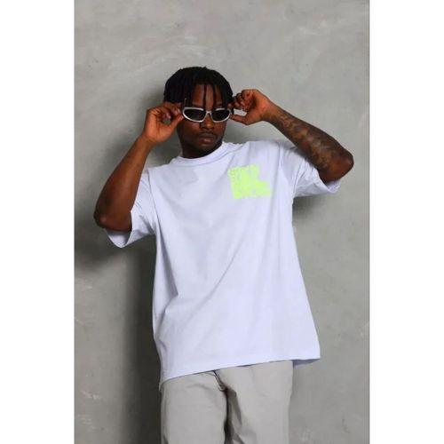 Erkek Baskılı T-Shirt Kısa Kol Bisiklet Yaka Regular Fit Rahat Kalıp Günlük Tişört - Beyaz