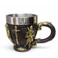 Şövalye Kabartmalı 3d Paslanmaz Çelik Kupa Bardak