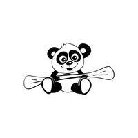 Kürek Çeken Panda Sticker 10 X 5 Cm