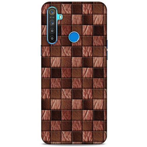 Oppo Realme 5i Kılıf Patchwork (4) Koruma Kılıfı Açık Kahverengi