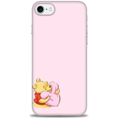 iPhone 7 Kılıf HD Baskılı Kılıf - Winnie the Pooh Kalpli + Tam Ekran Koruyucu
