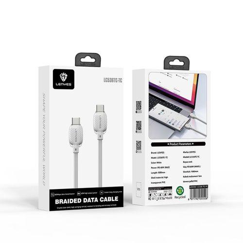 Lenyes LC536 Type-C to Type-C PD Örgü Tasarımlı Hızlı Şarj Özellikli Data ve Şarj Kablosu 60W 1M