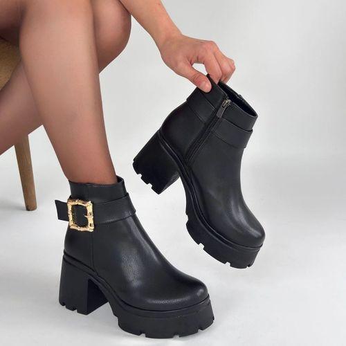 Pinma Siyah Cilt Topuklu Bot