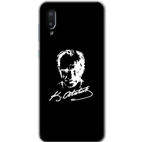 Galaxy A02 Kılıf HD Desen Baskılı Arka Kapak - Atatürk Silüet İmza