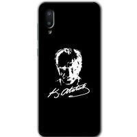Galaxy A02 Kılıf HD Desen Baskılı Arka Kapak - Atatürk Silüet İmza