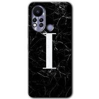 İnfinix Hot 11s Kılıf HD Desen Baskılı Arka Kapak - Siyah Mermer Desenli İ Harfi