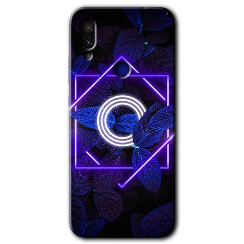 Redmi Note 7 Kılıf HD Desen Baskılı Arka Kapak - Dark Neon Yaprak O Harfi