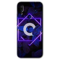 Redmi Note 7 Kılıf HD Desen Baskılı Arka Kapak - Dark Neon Yaprak O Harfi