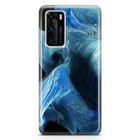Huawei P40 Kılıf Mavi Kumlar Arka Kapak Koruma Desenli Full Koruyucu