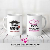 Çiftlere Özel İkili Kombin Beyaz Kupa Bardak