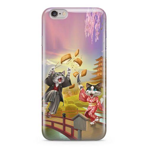 Apple iPhone 6 Plus - 6S Plus Kılıf Geyşa Kediler Arka Kapak Koruma Desenli Full Koruyucu