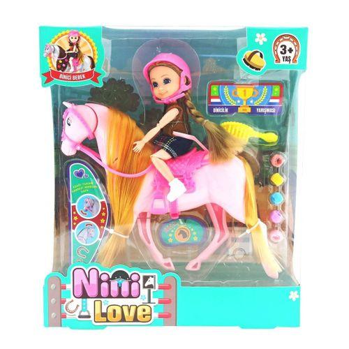 Nini Love Binici Bebek Pembe At