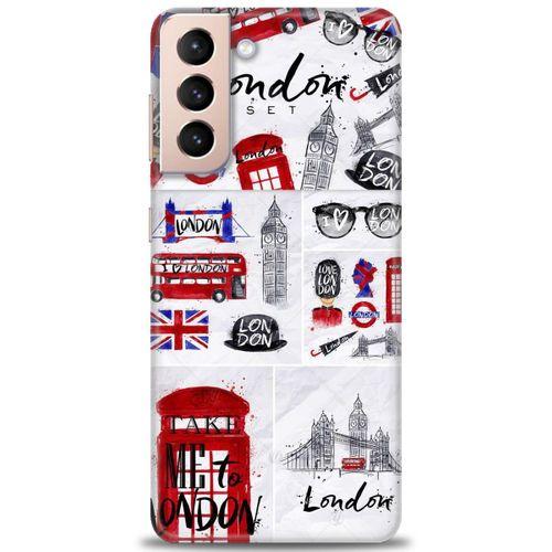 Samsung Galaxy S21 Kılıf HD Baskılı Kılıf - London Set + Tam Ekran Koruyucu