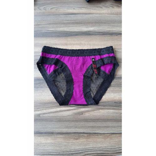 Dantelli Tüllü Mor Külot