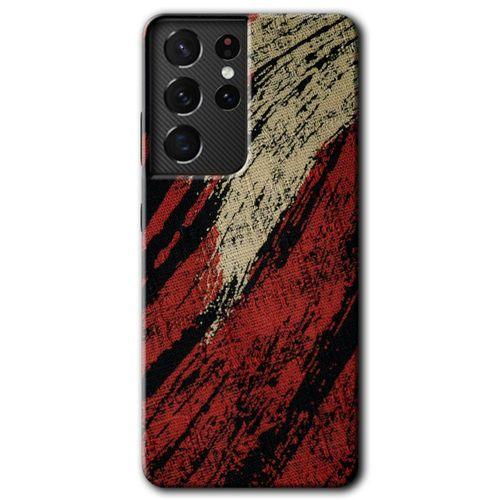 MRCİLETİSİM Samsung Galaxy S21 Ultra Kılıf HD Desen Baskılı Arka Kapak + Temperli Cam - Kumaş Deseni 6