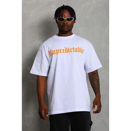 Erkek Baskılı T-Shirt Kısa Kol Bisiklet Yaka Regular Fit Rahat Kalıp Günlük Tişört - Beyaz