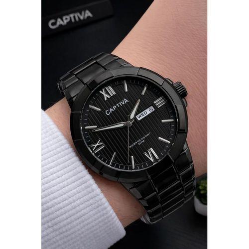 Captiva Bileklik Hediyeli Çelik Kordon Haftanın Günü Ve Takvimli Kadran Erkek Kol Saati CT.M.001.M8