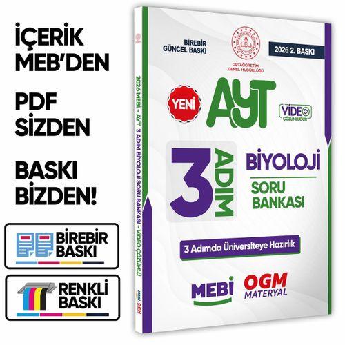 2026 AYT MEBİ-OGM 3 ADIM Biyoloji Soru Bankası RENKLİ A4 Boyut Video Çözümlü BASKI ÜCRETİ