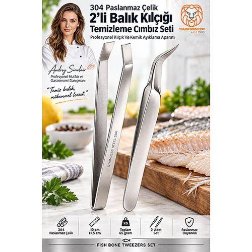 2'li Balık Kılçığı Temizleme Cımbız Seti Profesyonel Kılçık Ve Kemik Ayıklama Aparatı 304 Paslanmaz Çelik 723725