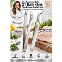 2'li Balık Kılçığı Temizleme Cımbız Seti Profesyonel Kılçık Ve Kemik Ayıklama Aparatı 304 Paslanmaz Çelik 723725