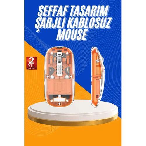 Mouse Fare Kablosuz Mouse Fare  Bluetooth Sessiz 5 Tuşlu Şeffaf