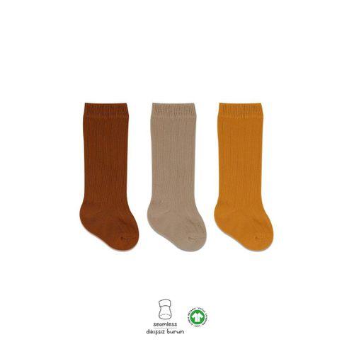 Bistyle Bistyle Derby Dizaltı Çorap 3'Lü BS40101 Hardal Bej Kremit