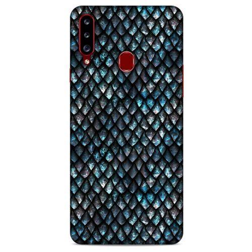 Samsung Galaxy A20s Kılıf Dragons (10) Full Koruma Kılıfı Ejderha Skin Mavi Beyaz