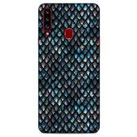 Samsung Galaxy A20s Kılıf Dragons (10) Full Koruma Kılıfı Ejderha Skin Mavi Beyaz