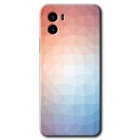 Vivo Y15s Kılıf HD Desen Baskılı Arka Kapak - Polygon Graident 3 + Kırılmaz Cam