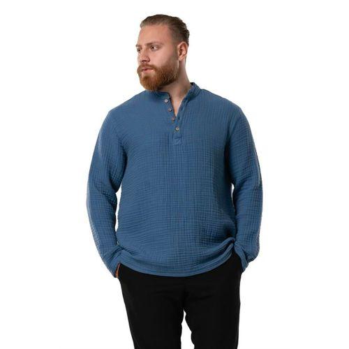Uzun Kol Erkek Hakim Yaka Double Müslin Sonbahar ve Kışlık Sweatshirt İndigo indg