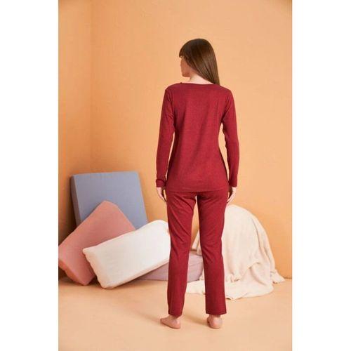 Pjs 28091 Kadın V Yaka Uzun Kol Pijama Takımı