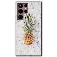 Potkal Hediye Fabrikası Samsung Galaxy S22 Ultra HD Baskılı Kılıf + 9D Tam Ekran Koruyucu - Ananas