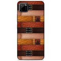 Oppo Realme C11 Kılıf Patchwork (33) Hybrid Kılıf Kahve Toz Pembe