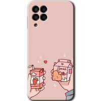 MRCİLETİSİM Samsung Galaxy M33 Kılıf Baskılı Kapak - Meyveli Süt +Tam Kaplayan Mat Seramik