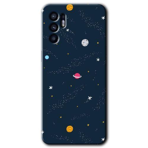 Oppo Reno 6 Kılıf HD Desen Baskılı Arka Kapak + Temperli Cam - Çizim Gezegen