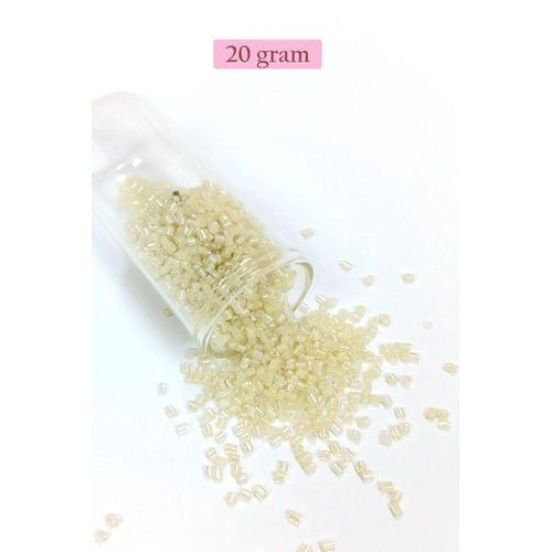 Kesme Cam Boncuk 2mm - 20 Gram - Şeffaf Krem -BNC339