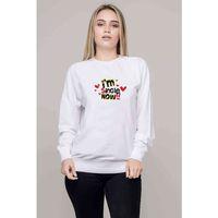İ M Sngle Now LOVEPOTENTIAL Baskılı Beyaz Kadın Sweatshirt