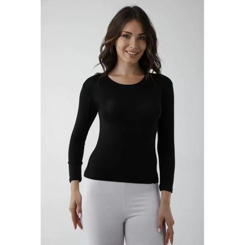 Vivaldi Kadın Siyah Uzun Kol Bisiklet Yaka Body Likralı 352