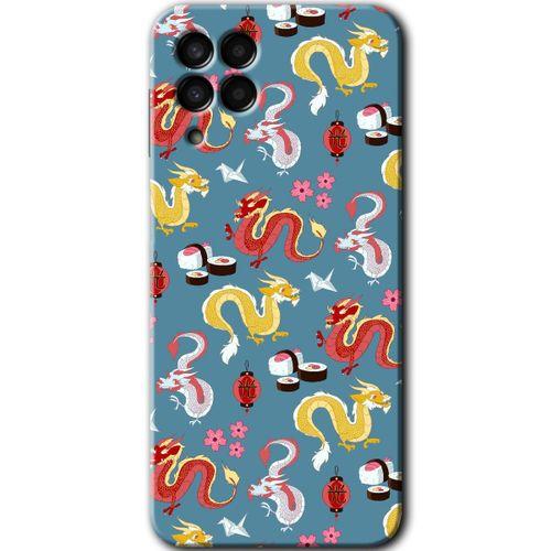 Potkal Hediye Fabrikası Samsung Galaxy M33 HD Baskılı Kılıf + 9D Tam Ekran Koruyucu - Funky Dragon
