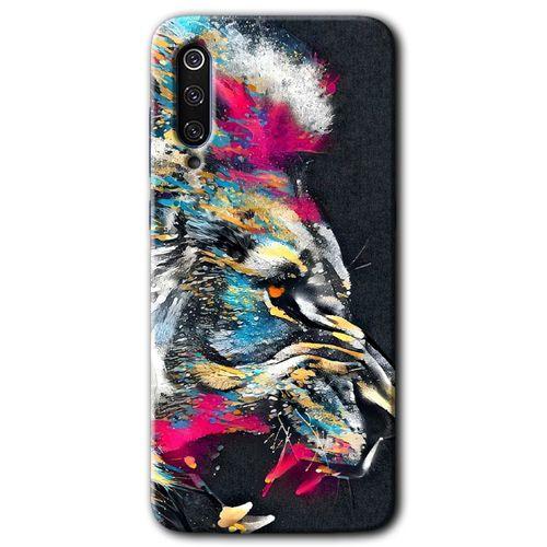 MRCİLETİSİM Xiaomi Mi 9 Kılıf HD Desen Baskılı Arka Kapak+Temperli Cam - Colorfull Aslan