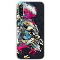 MRCİLETİSİM Xiaomi Mi 9 Kılıf HD Desen Baskılı Arka Kapak+Temperli Cam - Colorfull Aslan