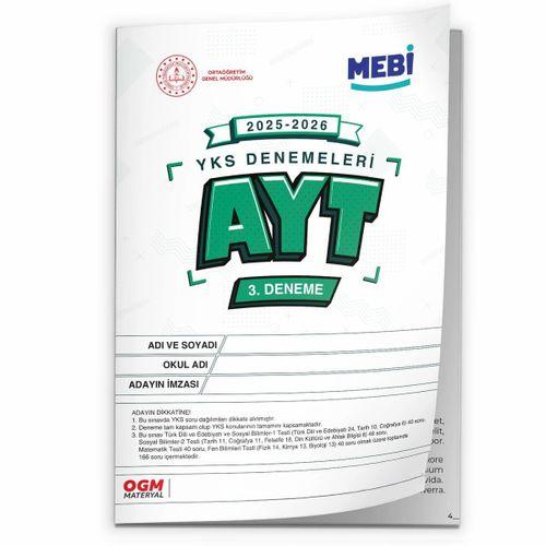 2026 ÖSYM YKS-AYT MEBİ EŞİT AĞIRLIK 1 -2 -3  Deneme Paketi Güncel 3lü SET (Seri Deneme) BASKI ÜCRETİ