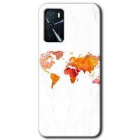 Oppo A16 Kılıf HD Desen Baskılı Arka Kapak + Temperli Cam - Dünya Haritası