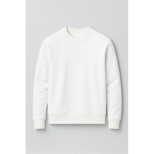 Wenders Relax Fit Basic Fırçalı Interlok Bisiklet Yaka Erkek Sweatshirt - Beyaz