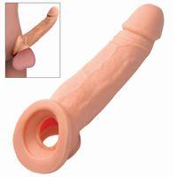 Gerçekçi Doku Penis Büyütücü ve Kalınlaştırıcı 3 CM Uzatmalı Testis Halkalı Realistik Penis Kılıfı 21 CM