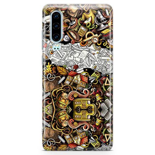 Huawei P30 Kılıf Okulum Doodle Arka Kapak Koruma Desenli Full Koruyucu